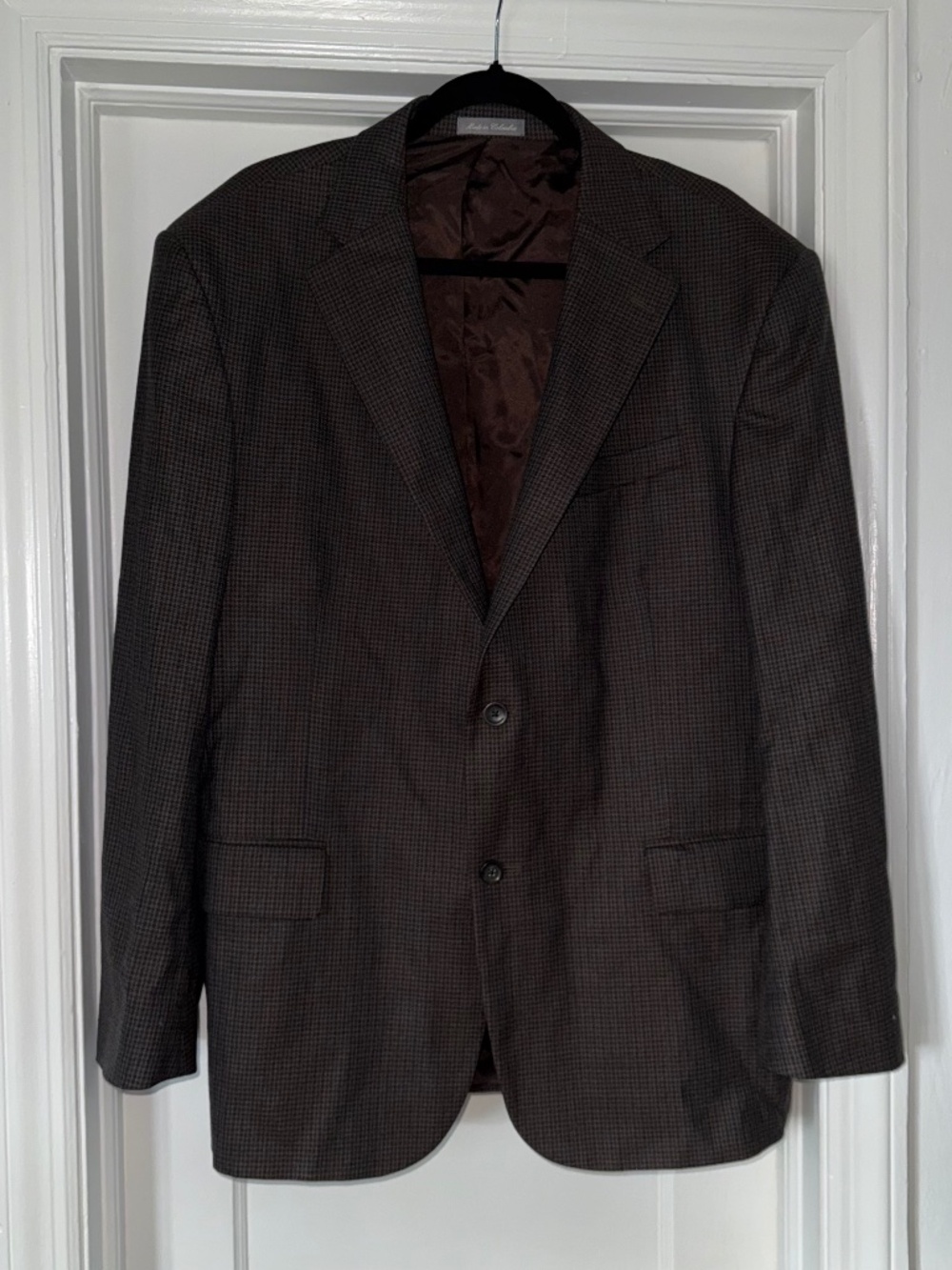 Oscar de la Renta 100% Wool micro-houndstooth suit jacket blazer - 46R